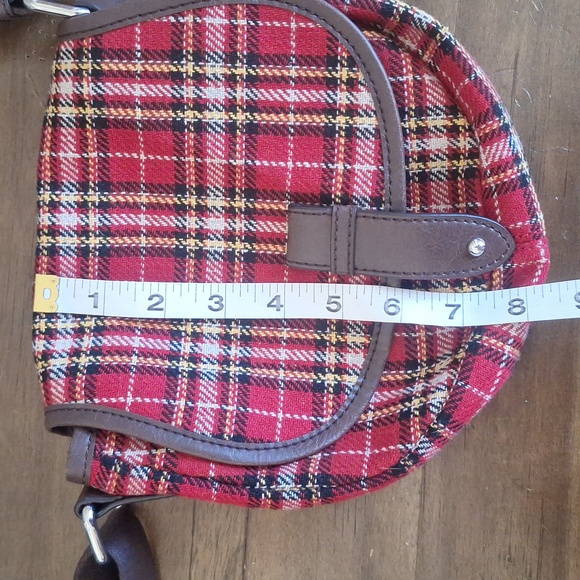 G.H. Bass & Co. Heritage Collection Plaid Crossbody Saddle Bag - Red Tartan - Picture 10 of 11